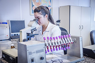 Laboratório de Hematologia Clínica: visa a realização de exames para o diagnóstico dos elementos celulares do sangue, para apoio a investigação de doenças hematológicas e sistêmicas.