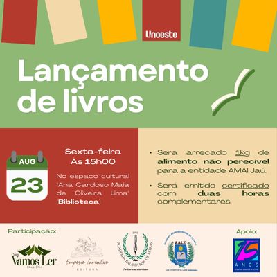 Rede de bibliotecas unoeste- campus de jaú- lançamento de livros 2024