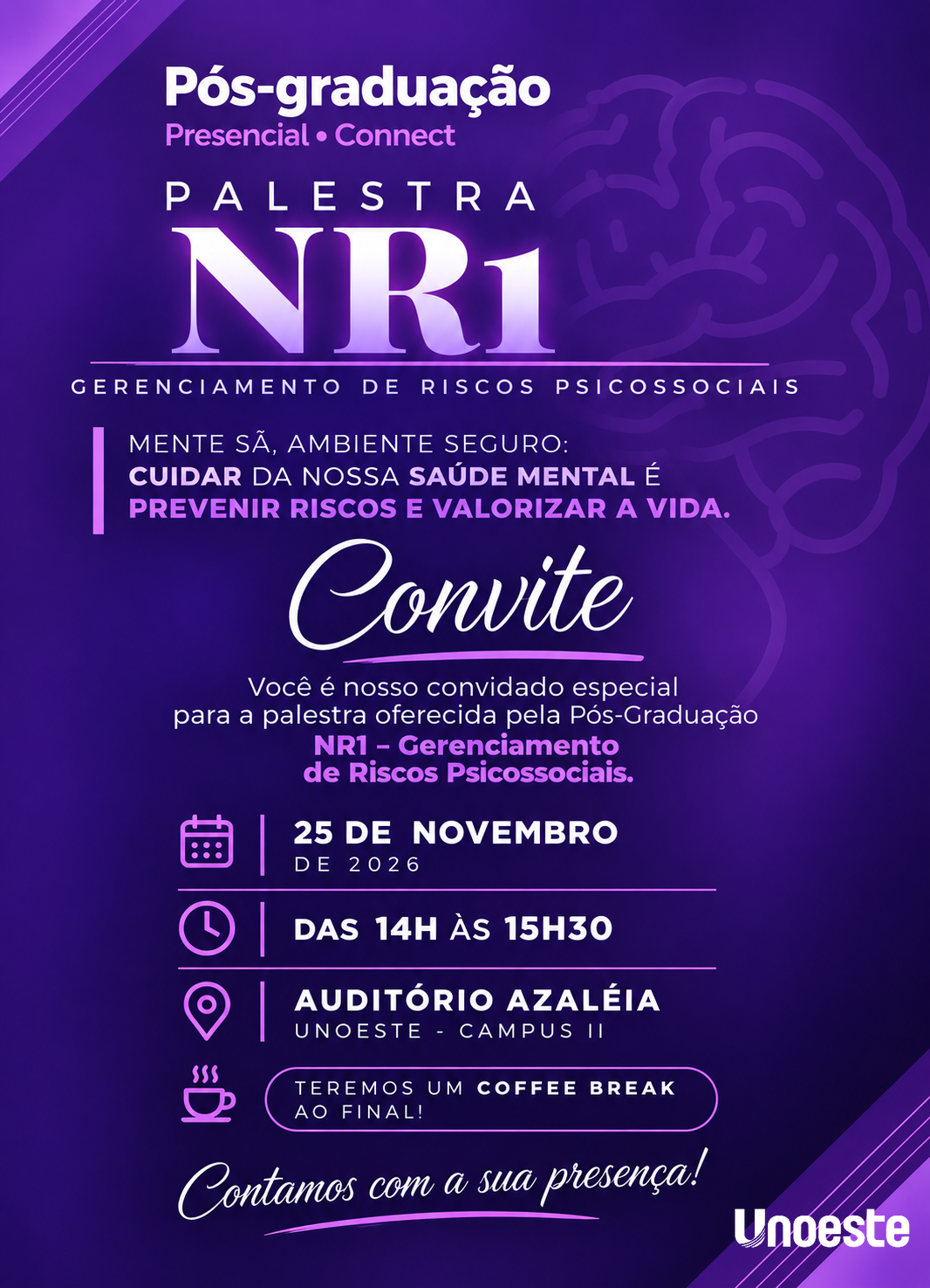 Palestra NR-1: Riscos Psicossociais no Ambiente de Trabalho                                                                                                                                                                                                    