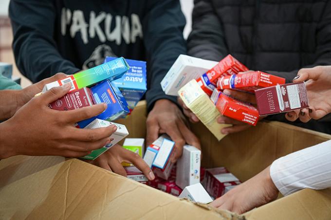 Medicamentos doados a aldeia indígena de Amambai no Mato Grosso do Sul