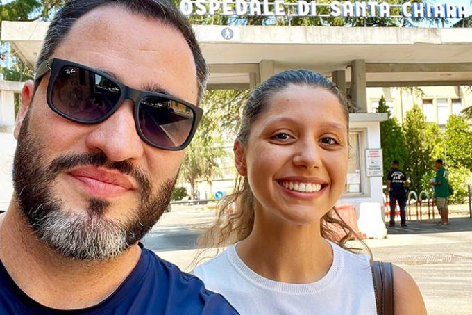 Professor Dr. Vinicius Cestari pôde acompanhar a aluna em seu primeiro dia de estágio