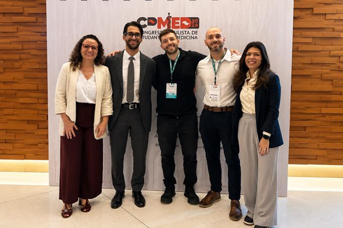 Lucas, Dra. Samira e docentes da Unoeste durante o CPMED 2026